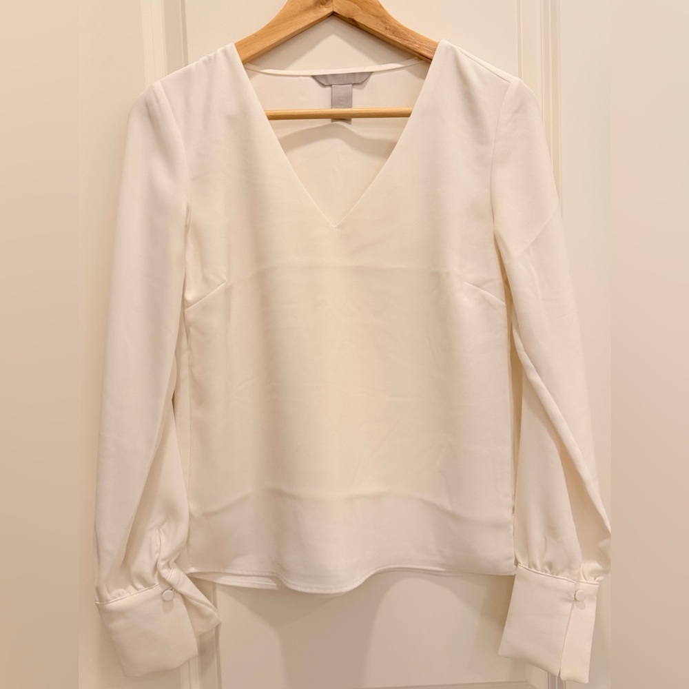 H&M Cream V-Neck Blouse